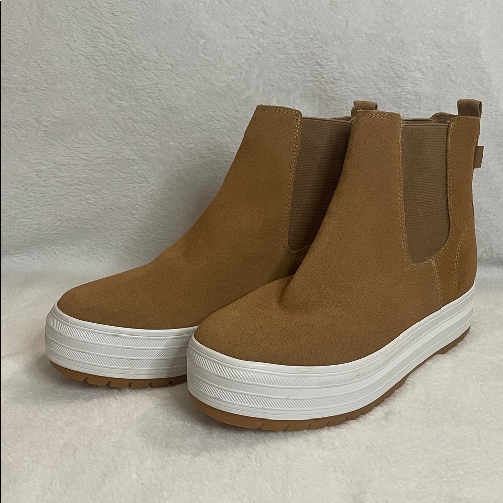 Keds Tan Platform Chelsea Boots